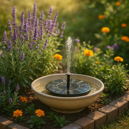 ☀️⛲Solar Water Fountain Pump – 4 Nozzles for Bird Bath & Garden (16cm / 6.3in)