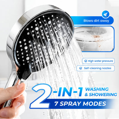 🚿 2-in-1 High Pressure Shower Head – 7 Modes for Shower & Cleaning