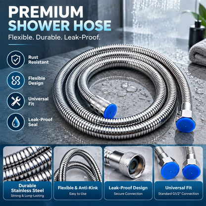 🆙🚿 Upgraded 1.5 m Stainless Steel Shower Hose – Leak-Proof & Heavy Duty