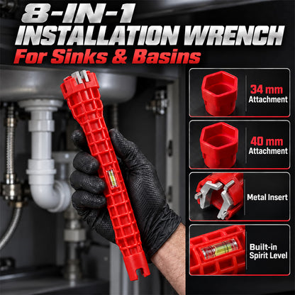 🆙 8-in-1 Universal Tap Wrench – Multi-Function Tool for Kitchen & Bathroom