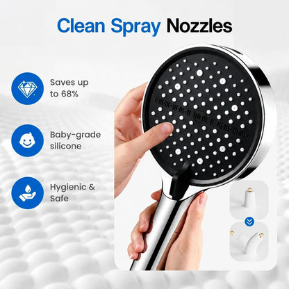 🚿 2-in-1 High Pressure Shower Head – 7 Modes for Shower & Cleaning