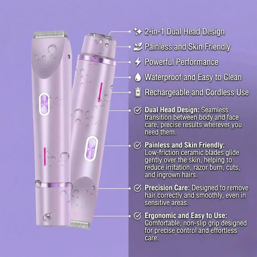 💖✨2-in-1 Painless Bikini Hair Trimmer for Face & Body