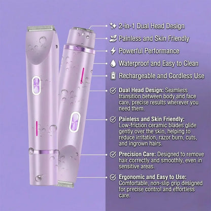 💖✨2-in-1 Painless Bikini Hair Trimmer for Face & Body