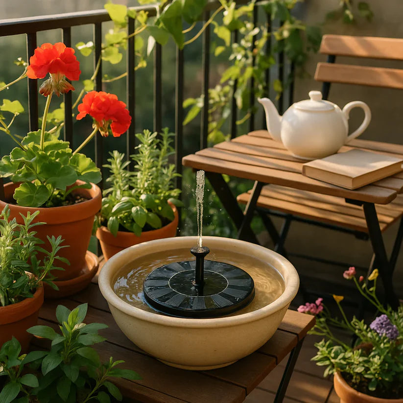 ☀️⛲Solar Water Fountain Pump – 4 Nozzles for Bird Bath & Garden (16cm / 6.3in)