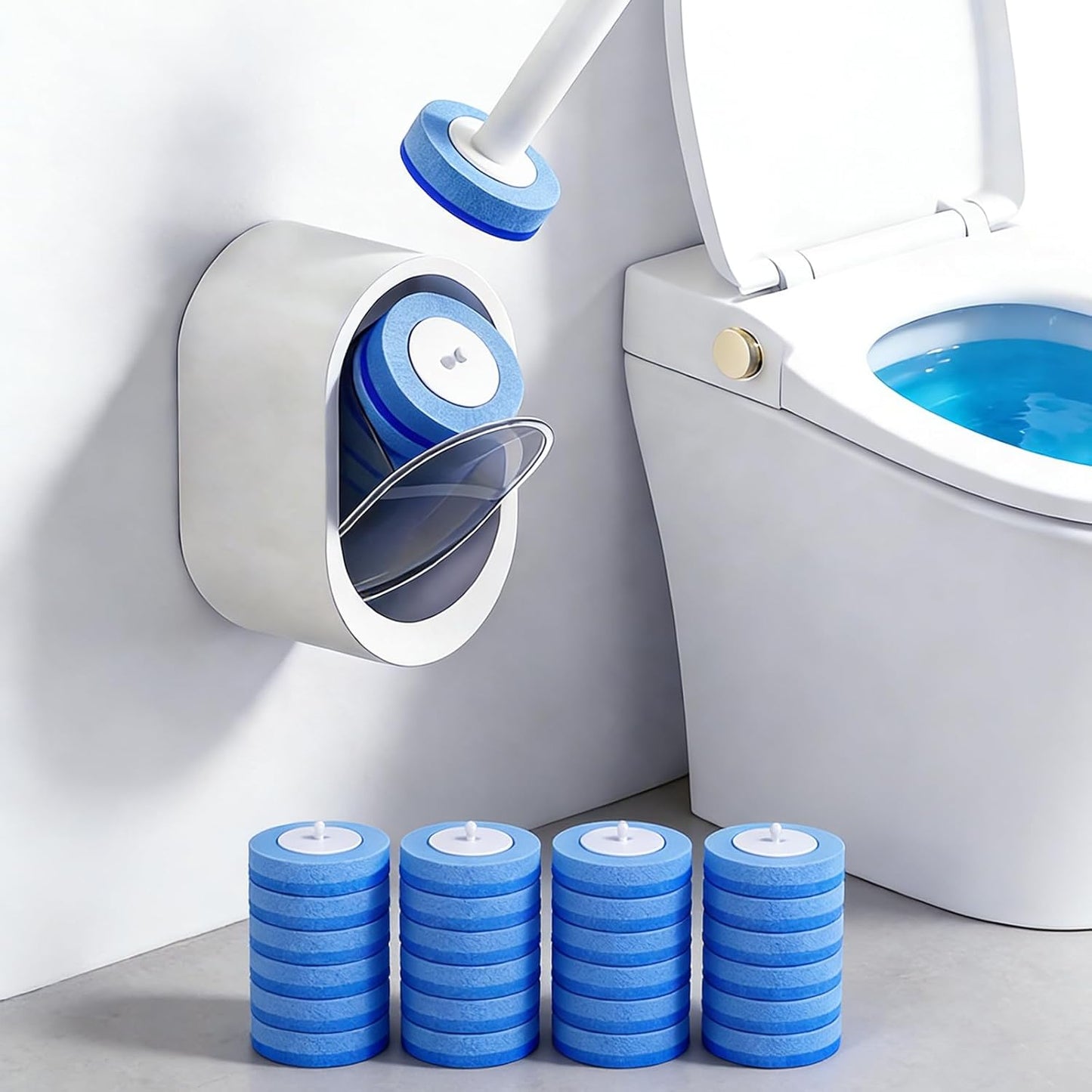 🆙Magic Clean Toilet Wand Kit with Pre-Soaked Disposable Pads – No Pre-Rinse, No Mess, Odor-Free & Hygienic Storage Caddy